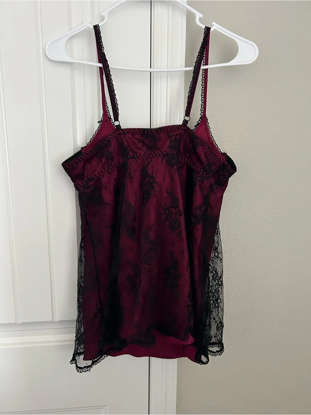 Plum Satin & Black Lace Top - Picture 4 of 4